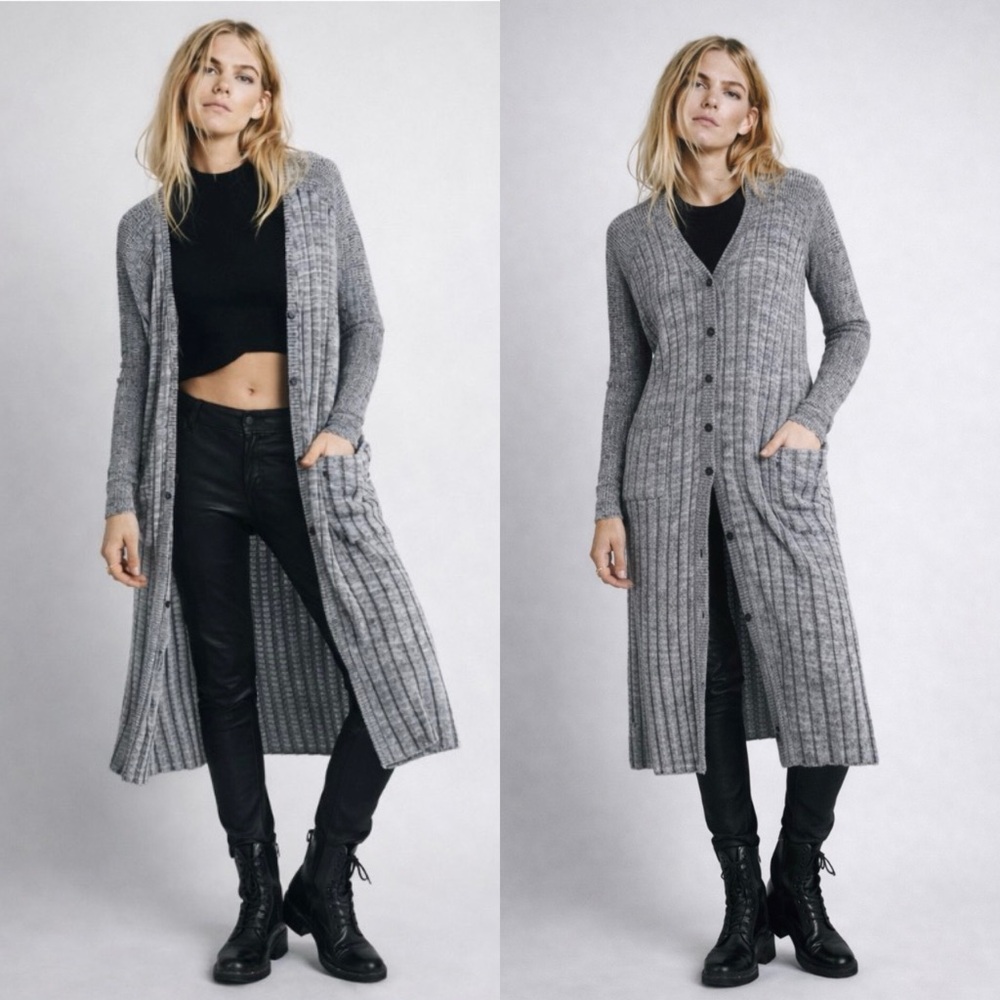 Free People Shadow Stripe Long Cardigan Duster - Picture 1 of 6